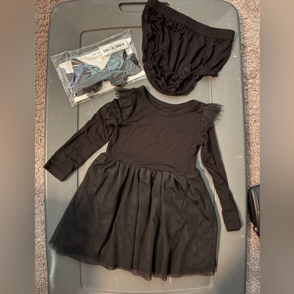 Little Sleepies Black Ruffle Dress Set